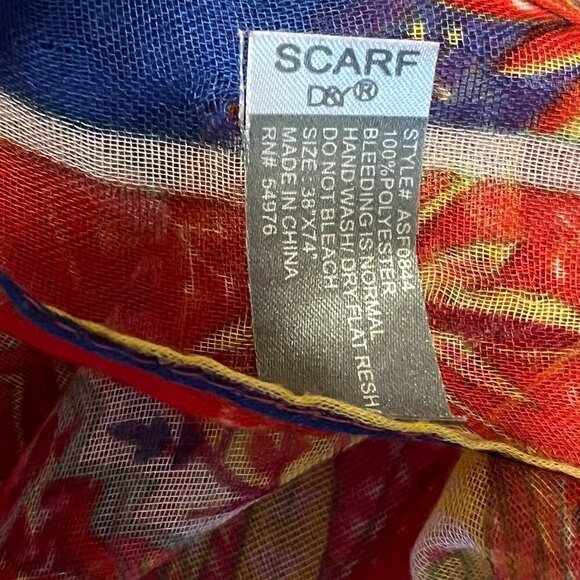 Colorful Floral Extra Large Pink Red Scarf Head Wrap Cover-Up Sarong Swaddle - Picture 4 of 4